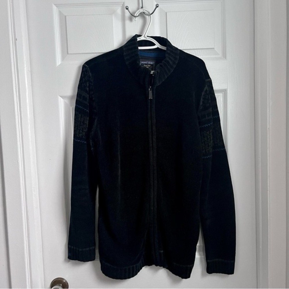 3/25$ # Point zero Large men vest full zip sweater pull black zip up